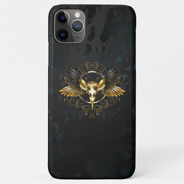 Golden Bird Skull on Black background Case-Mate iPhone Case (Back)
