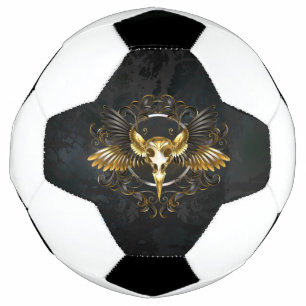 Golden Bird Skull on Black background Football