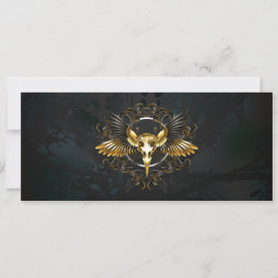 Golden Bird Skull on Black background Invitation