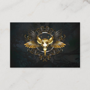Golden Bird Skull on Black background Loyalty Card