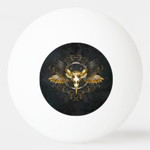 Golden Bird Skull on Black background Ping Pong Ball