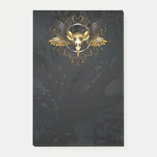 Golden Bird Skull on Black background Post-it Notes
