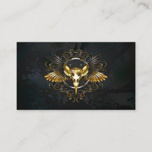 Golden Bird Skull on Black background Referral Card