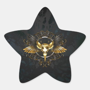 Golden Bird Skull on Black background Star Sticker