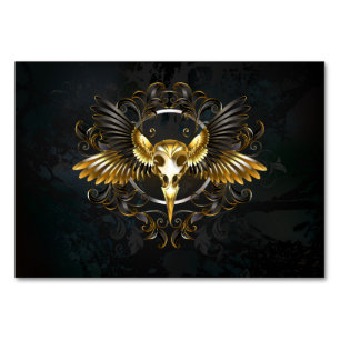 Golden Bird Skull on Black background Table Number