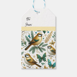 Golden Birds and Emerald Butterflies  Gift Tags