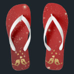 Golden Birds Hearts Red Shiny Beautiful Rustic Flip Flops<br><div class="desc">Golden Birds Hearts Red Shiny Beautiful Rustic Flip Flops. Unique,  beautiful,  stylish design. Easy to be personalised. Matching items are available.</div>