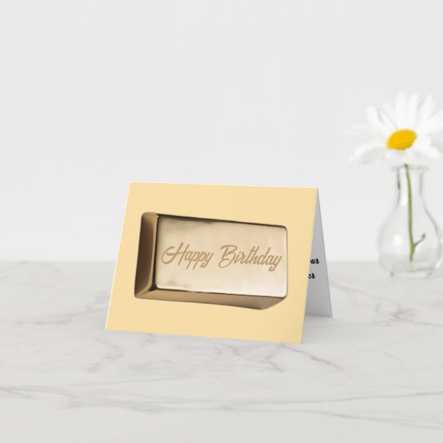 Golden Birthday Bar of Humour Card (Small Plant)