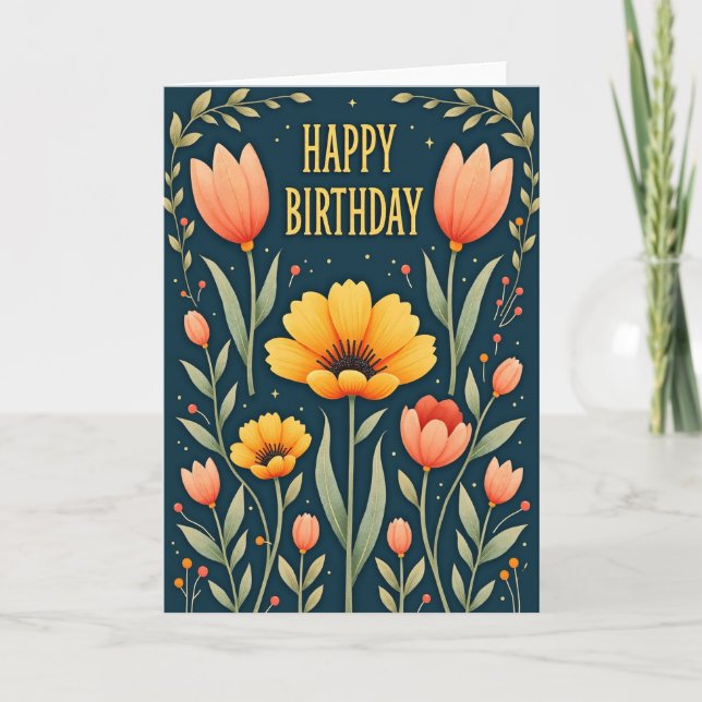 Golden Birthday Greetings Card (Front)
