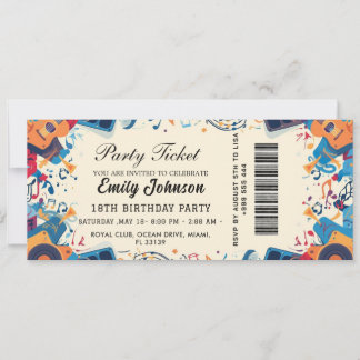 Golden Birthday Party Ticket Invitation 2026