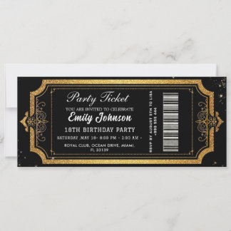 Golden Birthday Party Ticket Invitation 2026