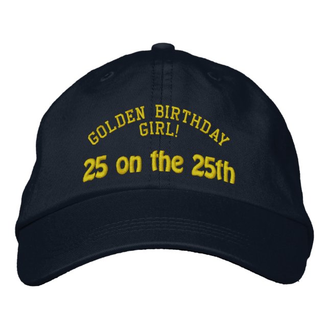 Golden Birthday Personalised Embroidered Hat (Front)