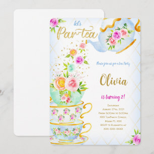 Golden Birthday Tea Party Invitation