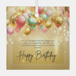 Golden Birthday Wishes Glass Tree Decoration
