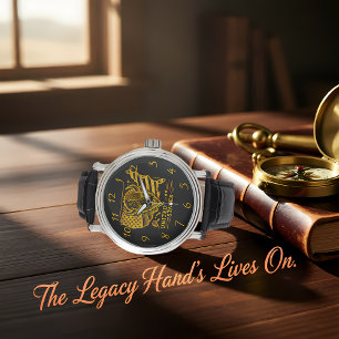 Golden Bison Illustration With USA Map and Flag Watch