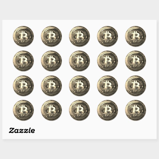 Golden Bitcoin Classic Round Sticker (Sheet)