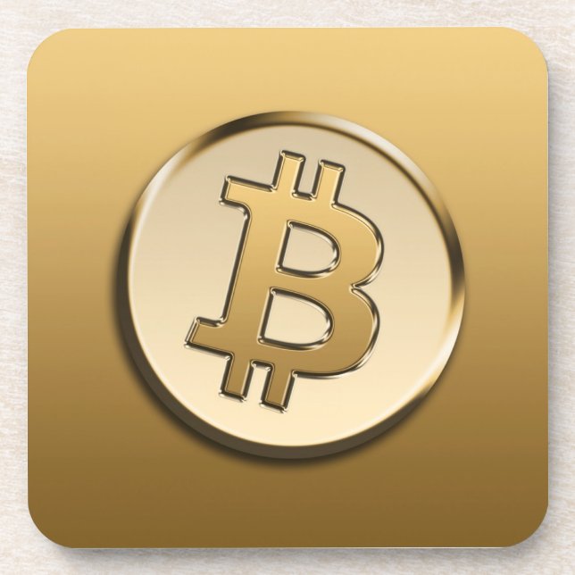 Golden Bitcoin Hard plastic coaster (Front)