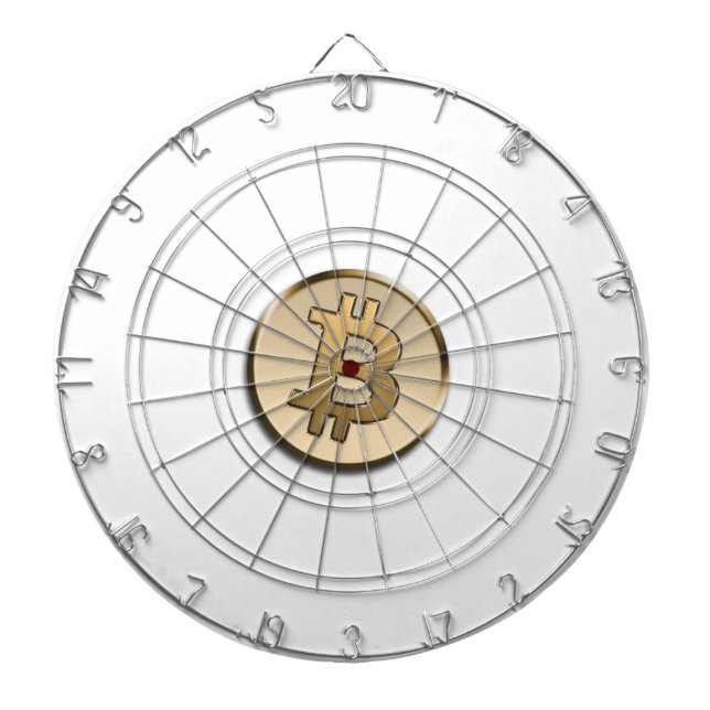 Golden Bitcoin Metal Cage Dartboard (Front)