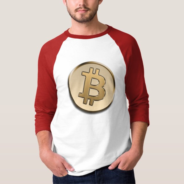 Golden Bitcoin Sleeve Raglan T-Shirt (Front)