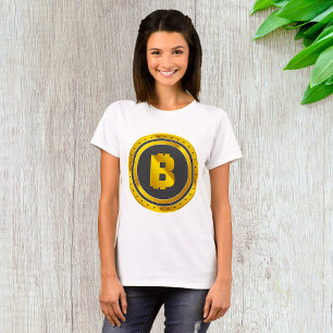 Golden Bitcoin Symbol Digital Currency T-Shirt