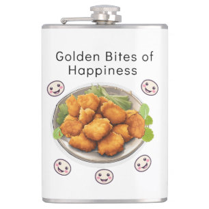 Golden Bites of Happiness Hip Flask