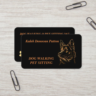 Golden Black Akita Dog Pet Sitter Walker Groomer Business Card