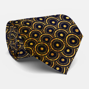 Golden&Black Art-Deco circles Neck Tie