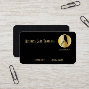 Golden Black Bird Raven Business Card