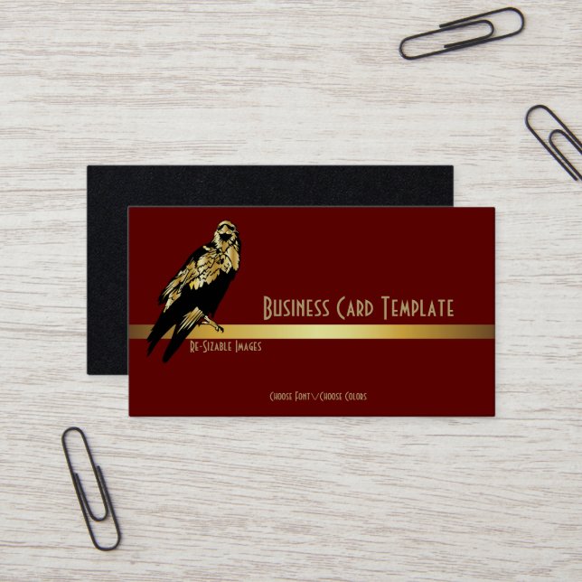 Golden Black Bird Raven Business Card (Front/Back In Situ)