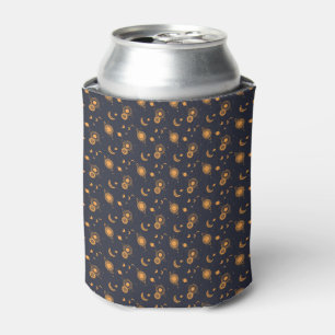 Golden black celestial sun moon galaxy pattern can cooler
