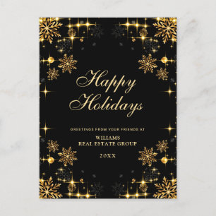 Golden Black Christmas Corporate Holiday Greeting Postcard
