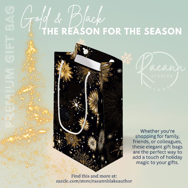 Golden Black Christmas Holiday Gift Bag (Creator Uploaded)