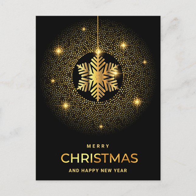 Golden Black Christmas Ornament Corporate Greeting Holiday Postcard (Front)