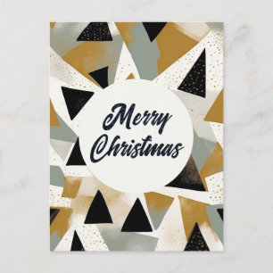 Golden Black Holiday Tree Merry Christmas Greeting Postcard