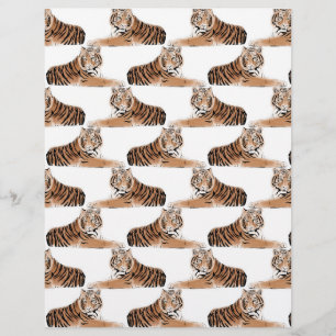 Golden & Black Tiger Animal White Design Custom Letterhead