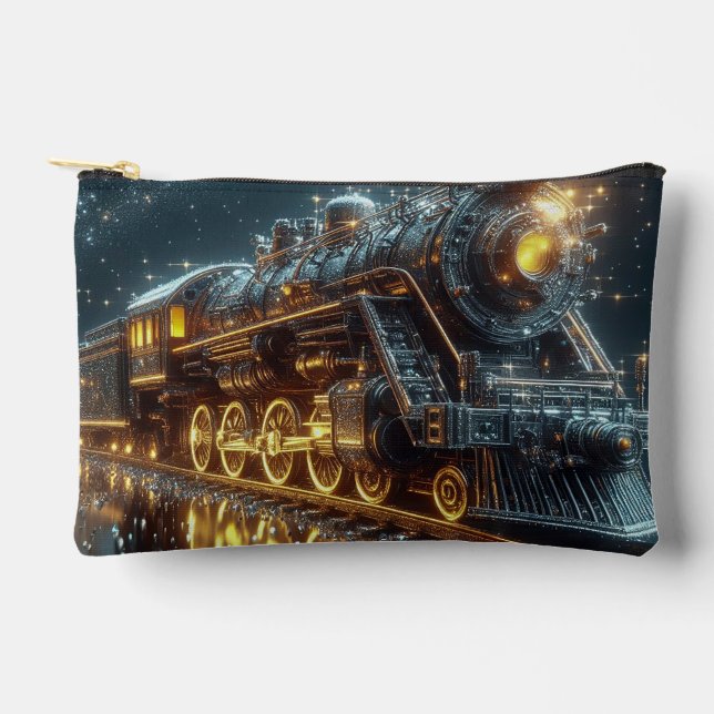 Golden & Black treen Modern Abstract  Accessory Pouch (Front)
