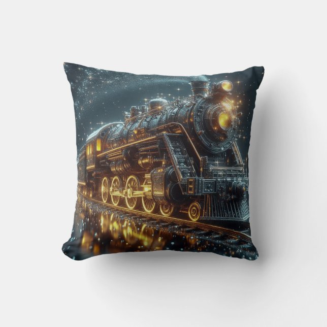 Golden & Black treen Modern Abstract  Cushion (Front)