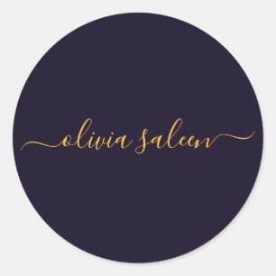 Golden blackish personalised classic round sticker
