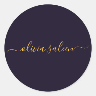 Golden blackish personalised  classic round sticker
