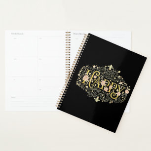 Golden Bliss: Elegant Floral Happy Planner