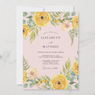 Golden Bloom Aesthetic Wedding Invitation