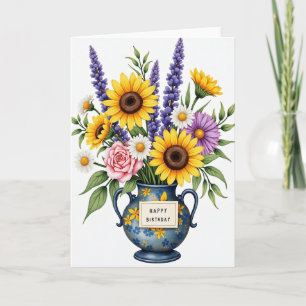 Golden Bloom Birthday Art Card