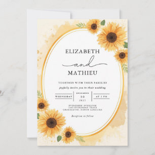 Golden Bloom Border Romance Wedding Invitation