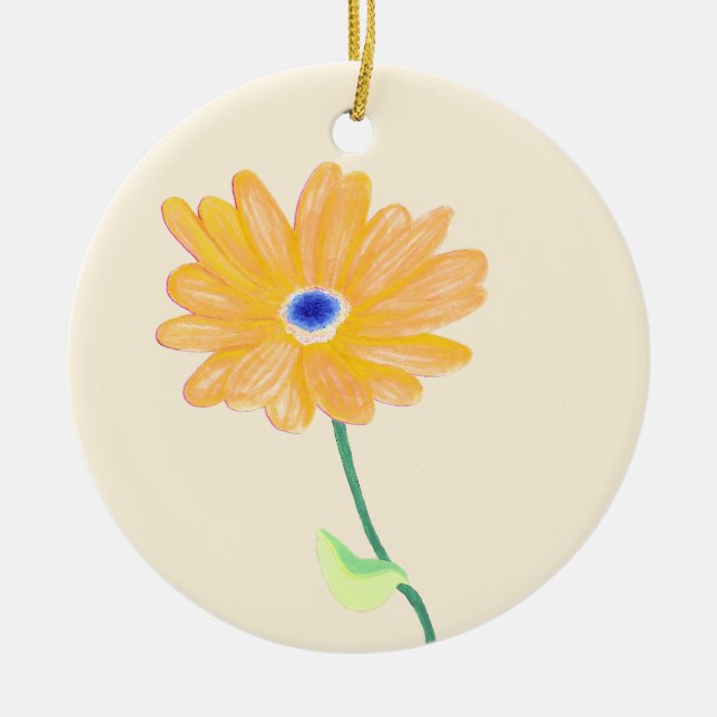 Golden Bloom Ceramic Tree Decoration (Front)