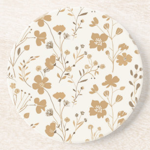 Golden Bloom Elegant Floral Coaster