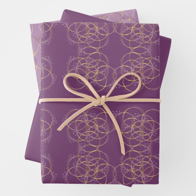 Golden Bloom Floral Birthday Party Wrapping Paper Sheet (In situ)