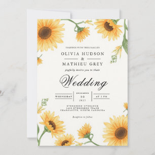 Golden Bloom Flourish Wedding Invitation