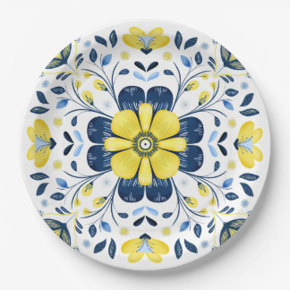Golden Bloom Harmony Paper Plate