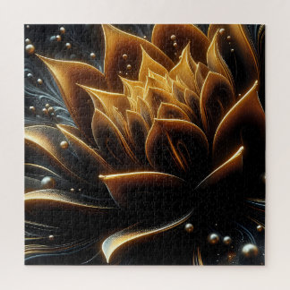 Golden Bloom in the Depths of Twilight Jigsaw Puzzle