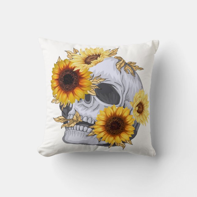 GOLDEN BLOOM SKULL CUSHION (Front)